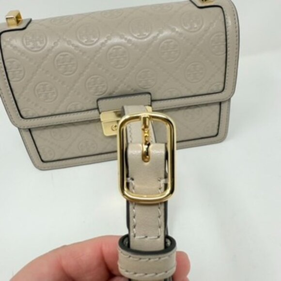New Tory Burch T Monogram Flap Leather Shoulder Crossbody Bag In Fresh Clay - Picture 6 of 16